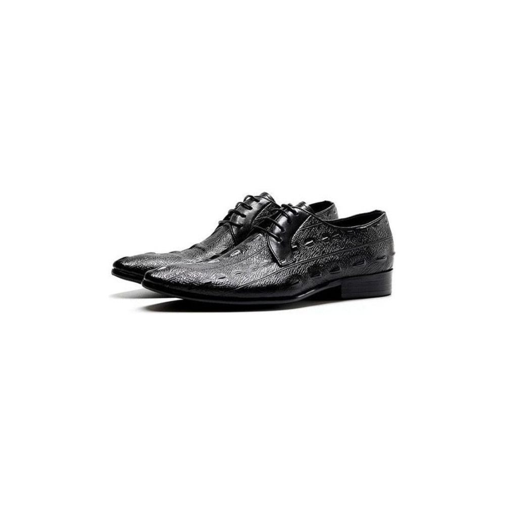 Chaussures Formelles Pour Hommes Habillées Oxford À Lacets Exotiques - Noir