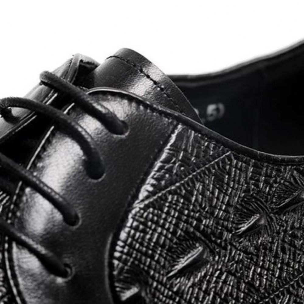 Chaussures Formelles Pour Hommes Habillées Oxford À Lacets Exotiques - Noir