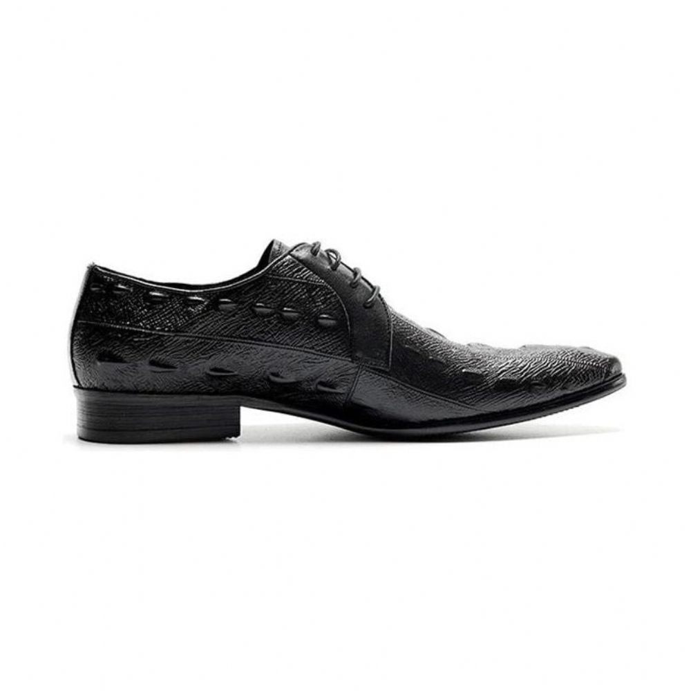 Chaussures Formelles Pour Hommes Habillées Oxford À Lacets Exotiques - Noir