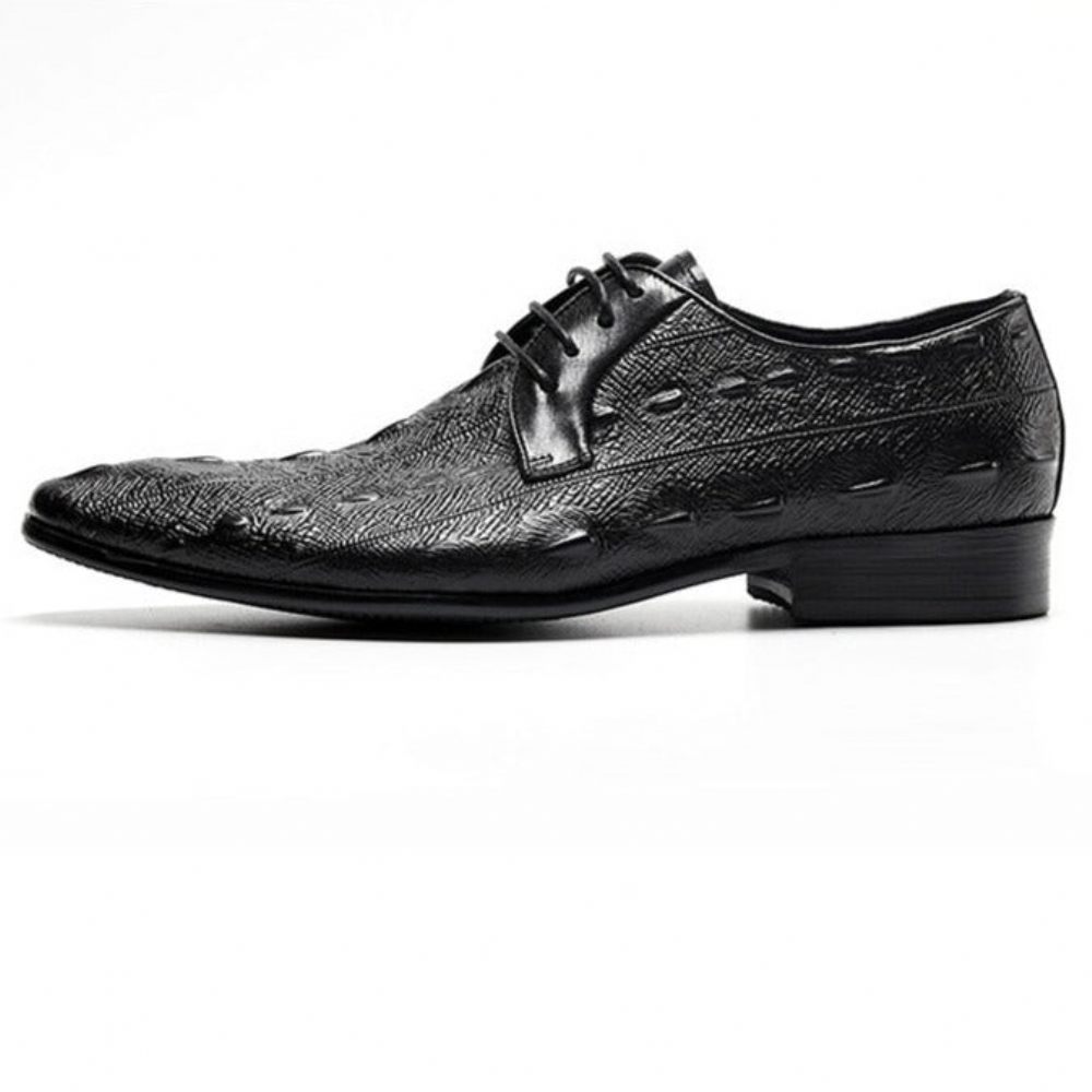 Chaussures Formelles Pour Hommes Habillées Oxford À Lacets Motif Exotique - Noir