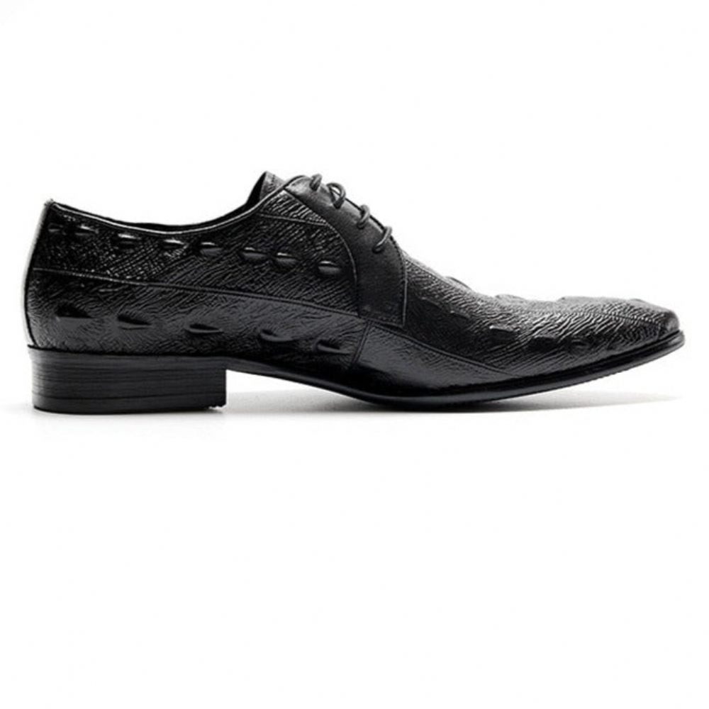 Chaussures Formelles Pour Hommes Habillées Oxford À Lacets Motif Exotique - Noir