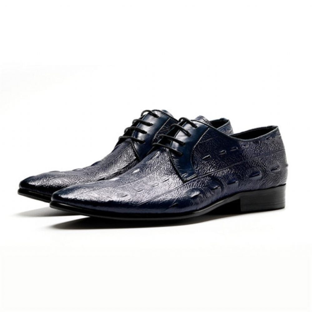 Chaussures Formelles Pour Hommes Habillées Oxford À Lacets Motif Exotique - Bleu