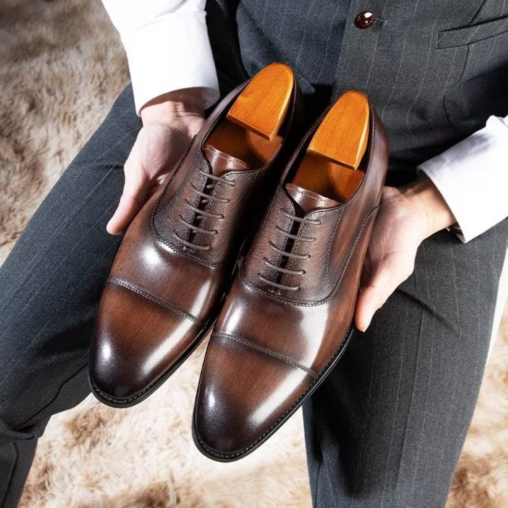 Chaussures Formelles Pour Hommes Habillées Oxford Lisses - Café