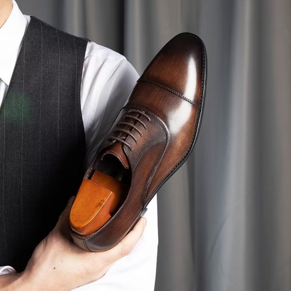 Chaussures Formelles Pour Hommes Habillées Oxford Lisses - Café