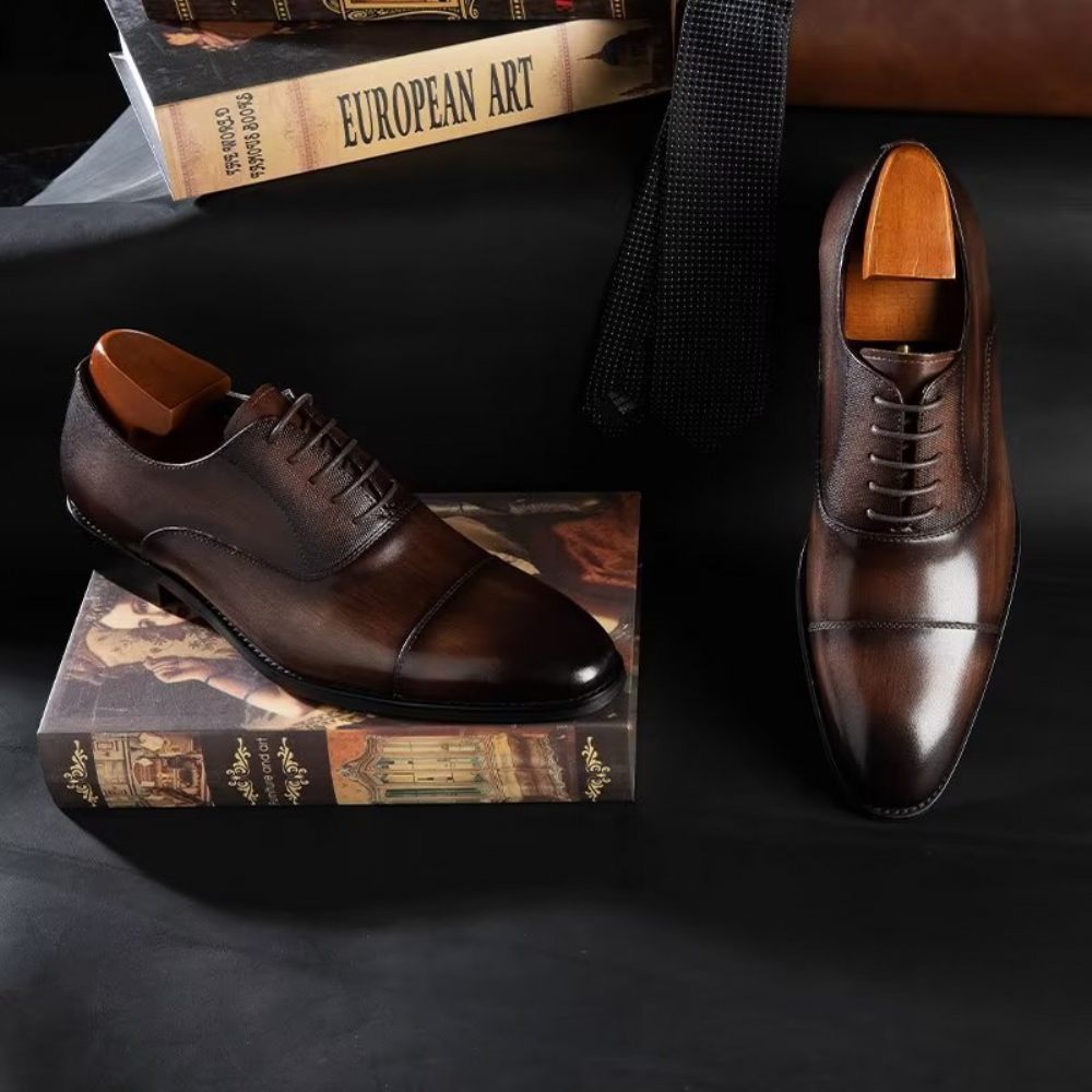 Chaussures Formelles Pour Hommes Habillées Oxford Lisses - Café