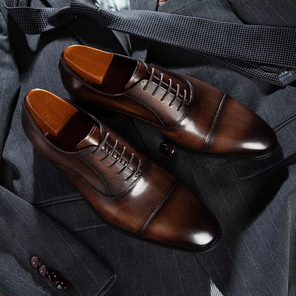 Chaussures Formelles Pour Hommes Habillées Oxford Lisses - Café