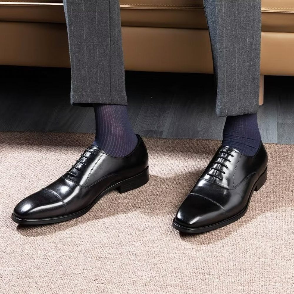 Chaussures Formelles Pour Hommes Habillées Oxford À Motif Lisse Luxe - Noir