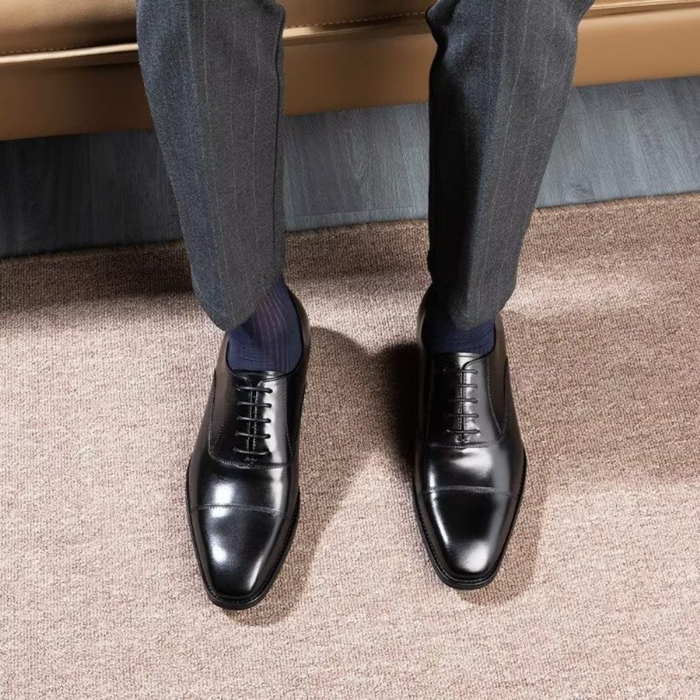 Chaussures Formelles Pour Hommes Habillées Oxford À Motif Lisse Luxe - Noir