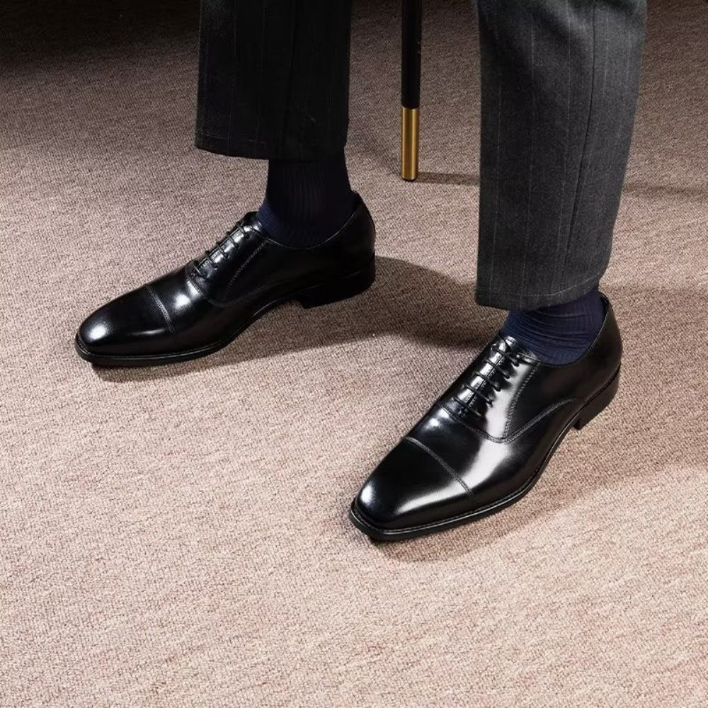 Chaussures Formelles Pour Hommes Habillées Oxford À Motif Lisse Luxe - Noir