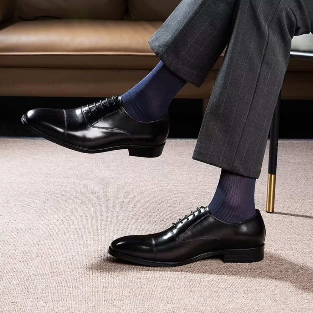 Chaussures Formelles Pour Hommes Habillées Oxford À Motif Lisse Luxe - Noir