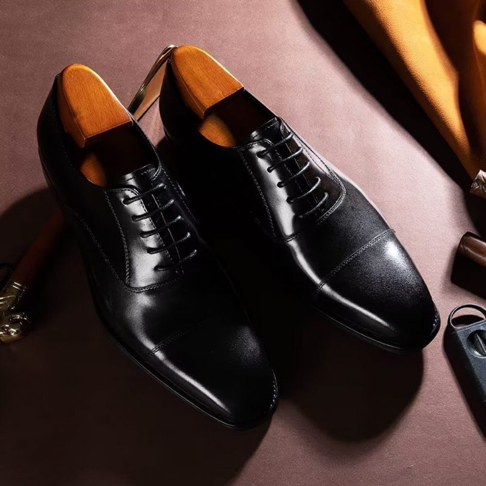 Chaussures Formelles Pour Hommes Habillées Oxford À Motif Lisse Luxe - Noir