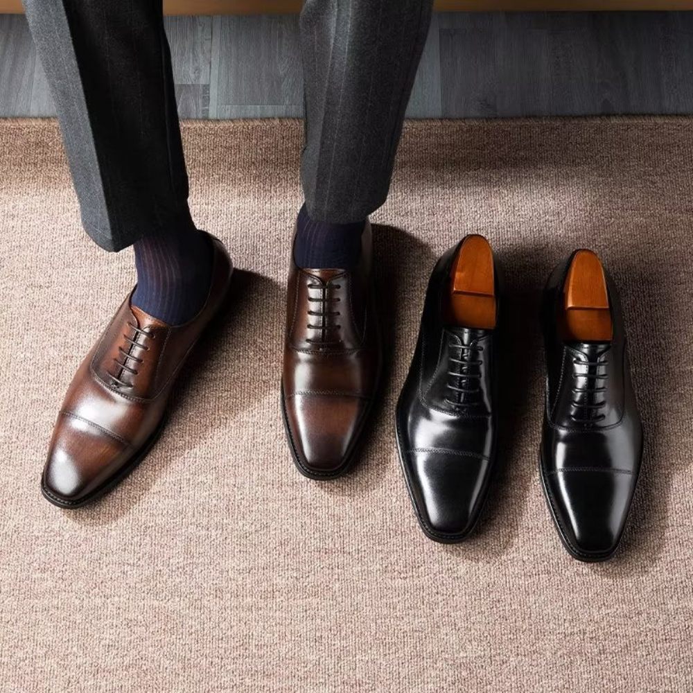 Chaussures Formelles Pour Hommes Habillées Oxford À Motif Lisse Luxe - Noir