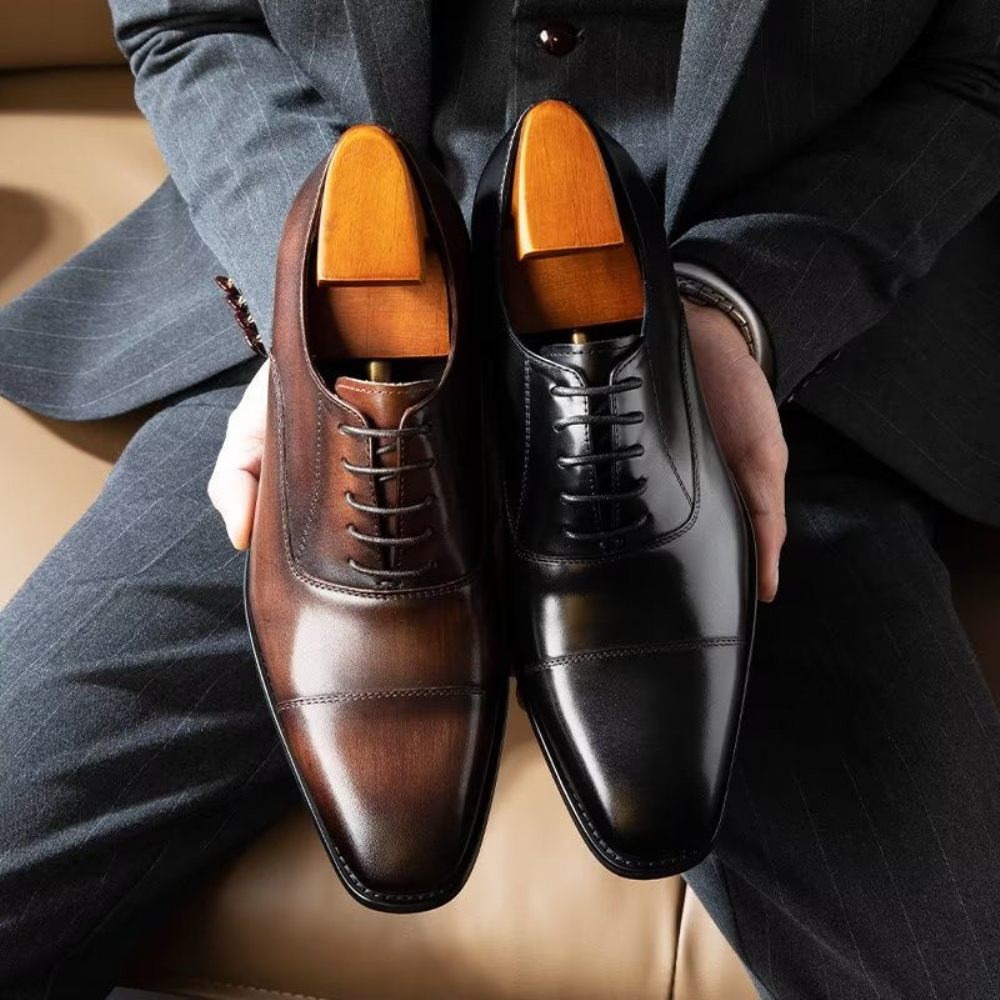 Chaussures Formelles Pour Hommes Habillées Oxford À Motif Lisse Luxe - Noir