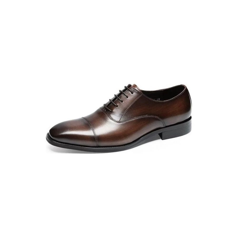 Chaussures Formelles Pour Hommes Habillées Oxford À Motif Lisse Luxe - Café