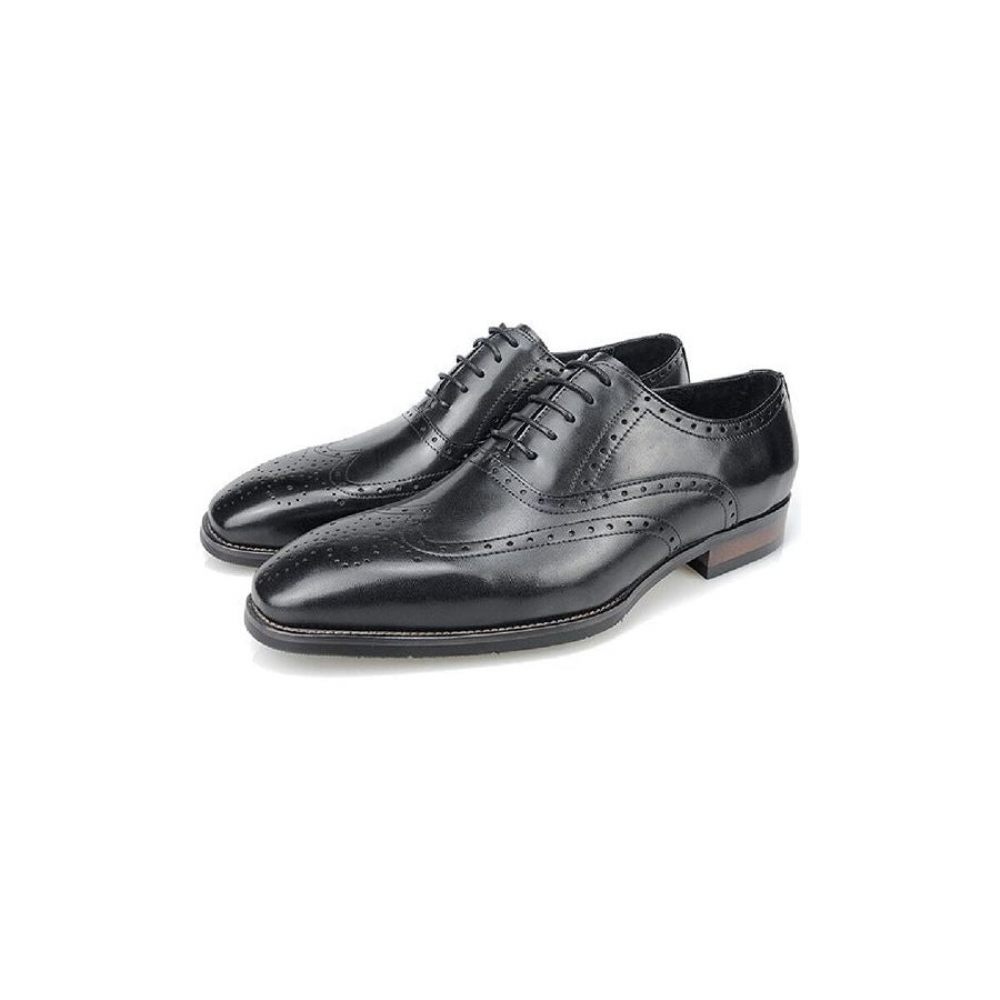 Chaussures Formelles Pour Hommes Habillées Oxford À Plateforme Cuir Luxe - Noir