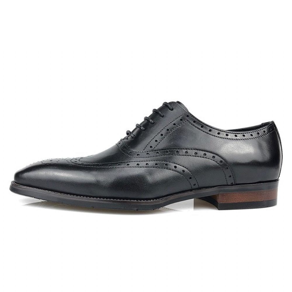 Chaussures Formelles Pour Hommes Habillées Oxford À Plateforme Cuir Luxe - Noir