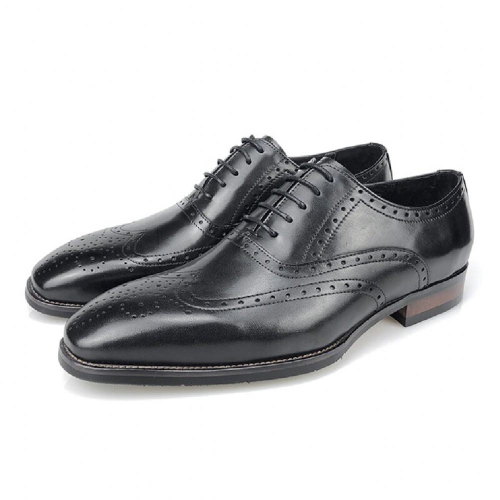 Chaussures Formelles Pour Hommes Habillées Oxford À Plateforme Cuir Luxe - Noir