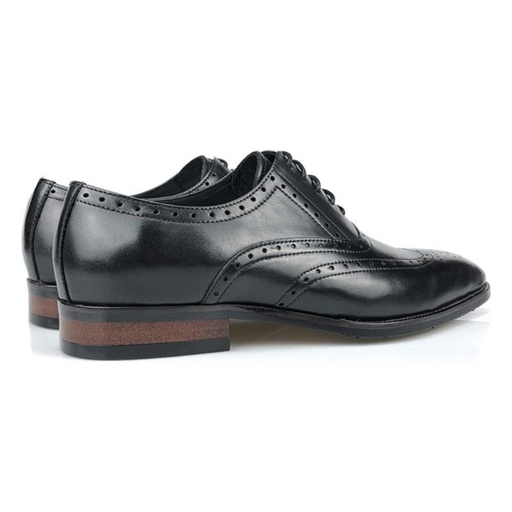 Chaussures Formelles Pour Hommes Habillées Oxford À Plateforme Cuir Luxe - Noir