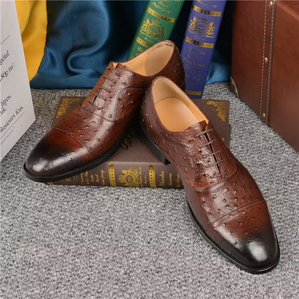 Chaussures Formelles Pour Hommes Habillées Oxford Sophistiquées À Motif Exotique - Café