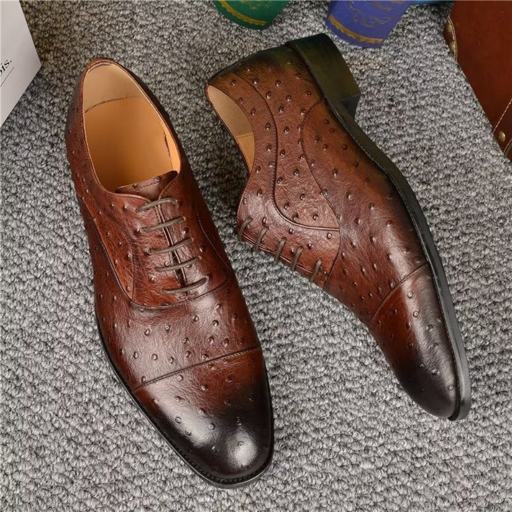 Chaussures Formelles Pour Hommes Habillées Oxford Sophistiquées À Motif Exotique - Café