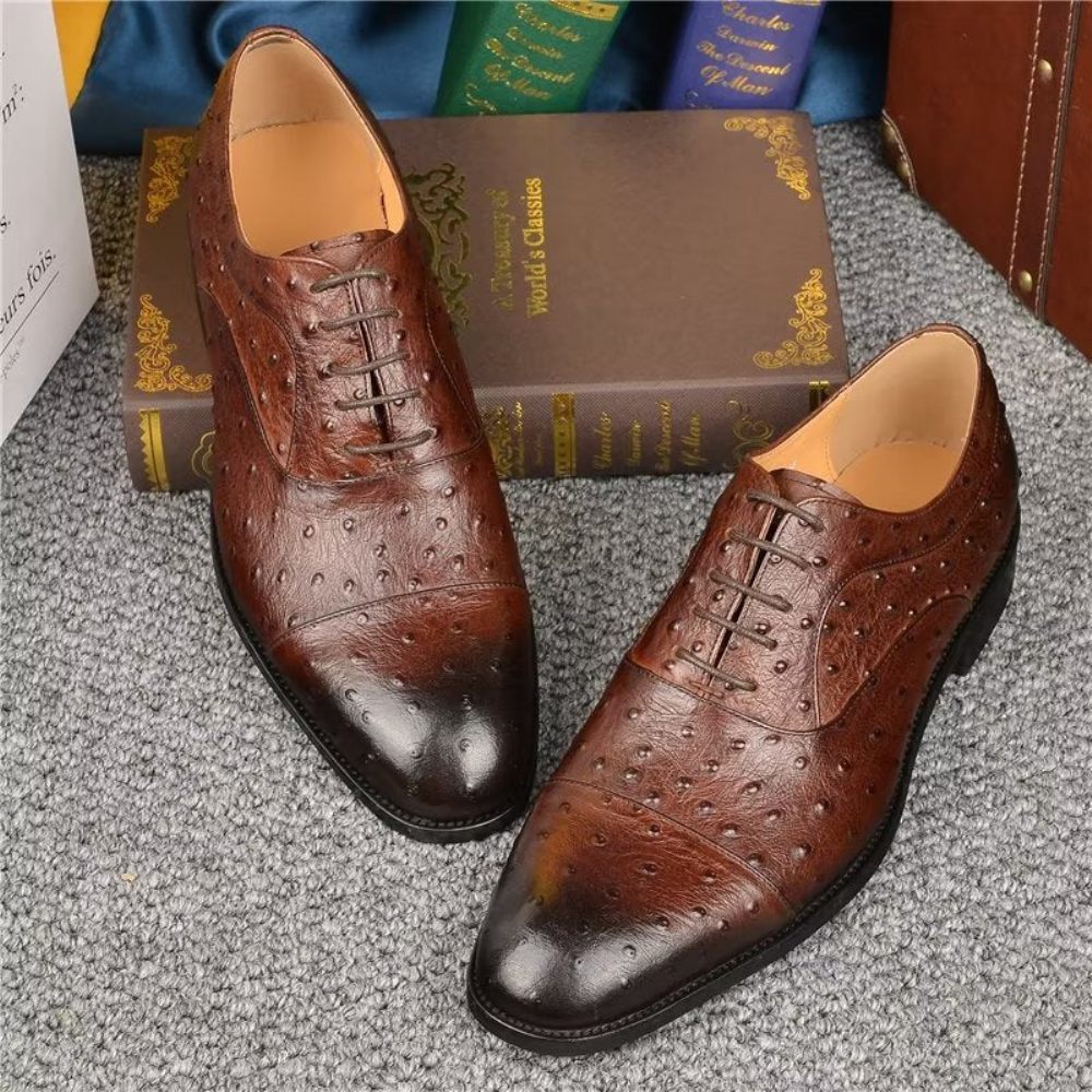 Chaussures Formelles Pour Hommes Habillées Oxford Sophistiquées À Motif Exotique - Café