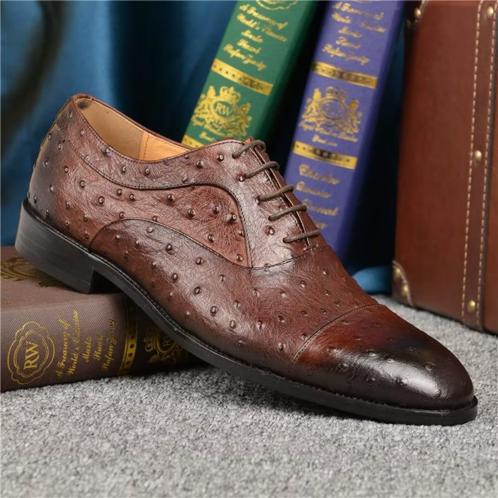 Chaussures Formelles Pour Hommes Habillées Oxford Sophistiquées À Motif Exotique - Café