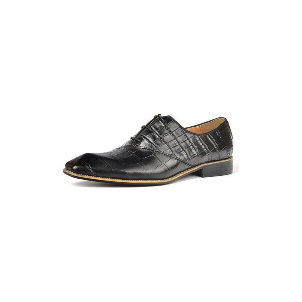 Chaussures Formelles Pour Hommes Habillées Oxford À Texture Crocodile Exquise - Noir