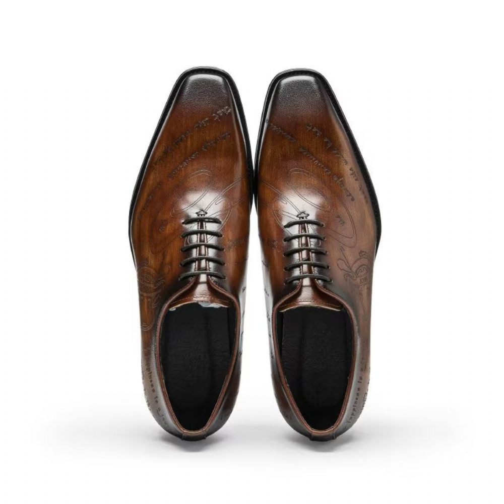 Chaussures Formelles Pour Hommes Habillées Oxford À Texture Exotique - Café