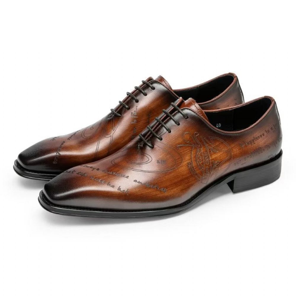 Chaussures Formelles Pour Hommes Habillées Oxford À Texture Exotique - Café