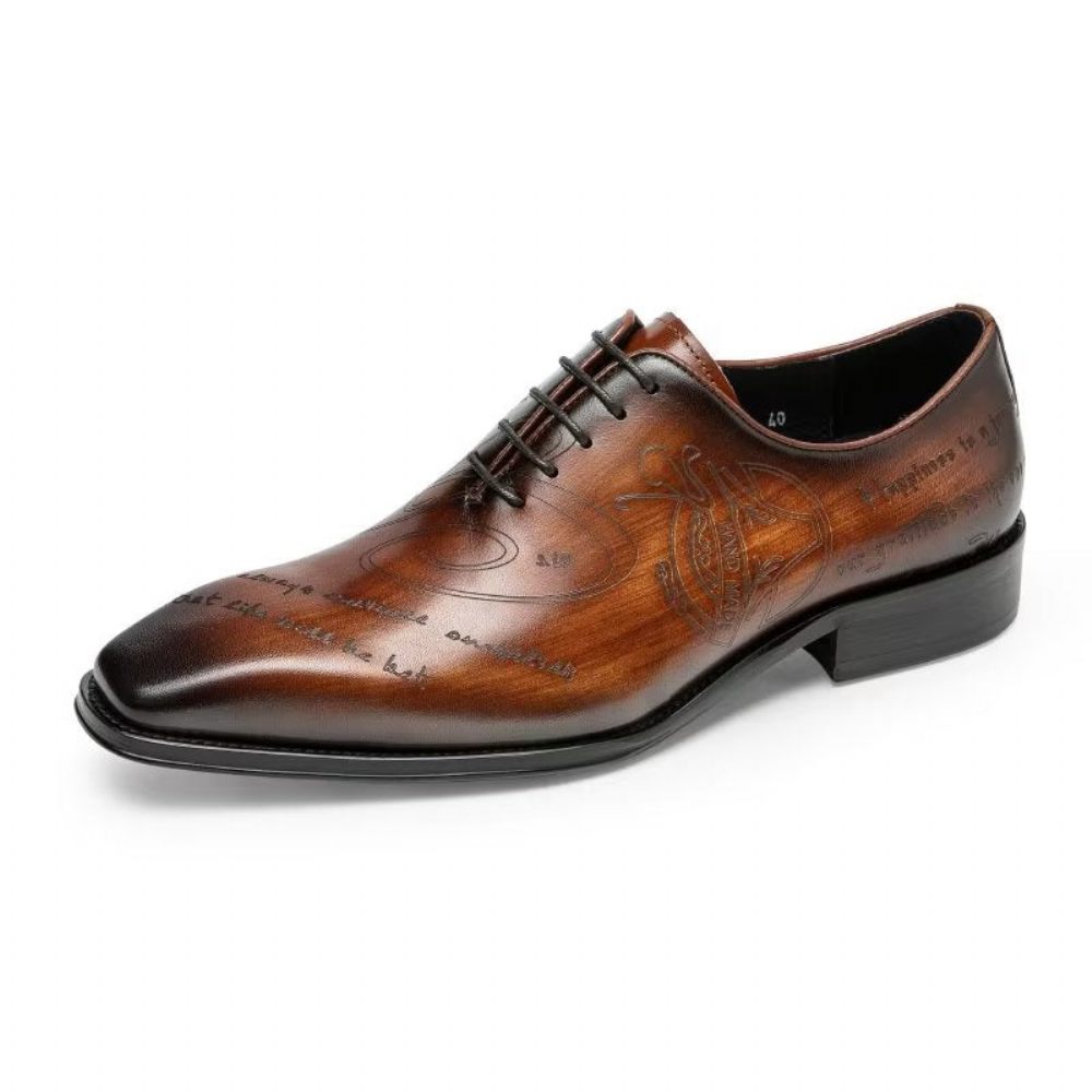 Chaussures Formelles Pour Hommes Habillées Oxford À Texture Exotique - Café