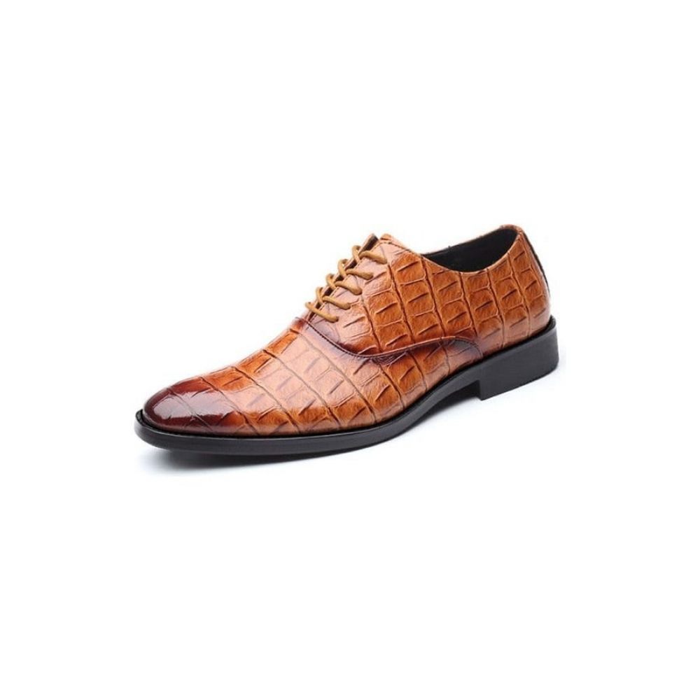 Chaussures Formelles Pour Hommes Habillées Oxfords Pointues Et Exotiques Brillantes - Marron