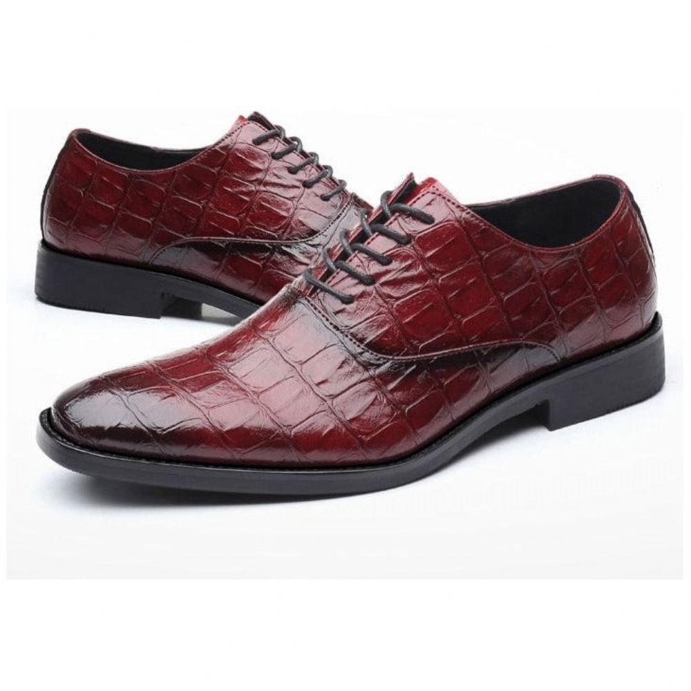 Chaussures Formelles Pour Hommes Habillées Oxfords Pointues Et Exotiques Brillantes - Rouge