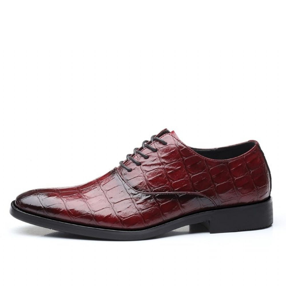 Chaussures Formelles Pour Hommes Habillées Oxfords Pointues Et Exotiques Brillantes - Rouge