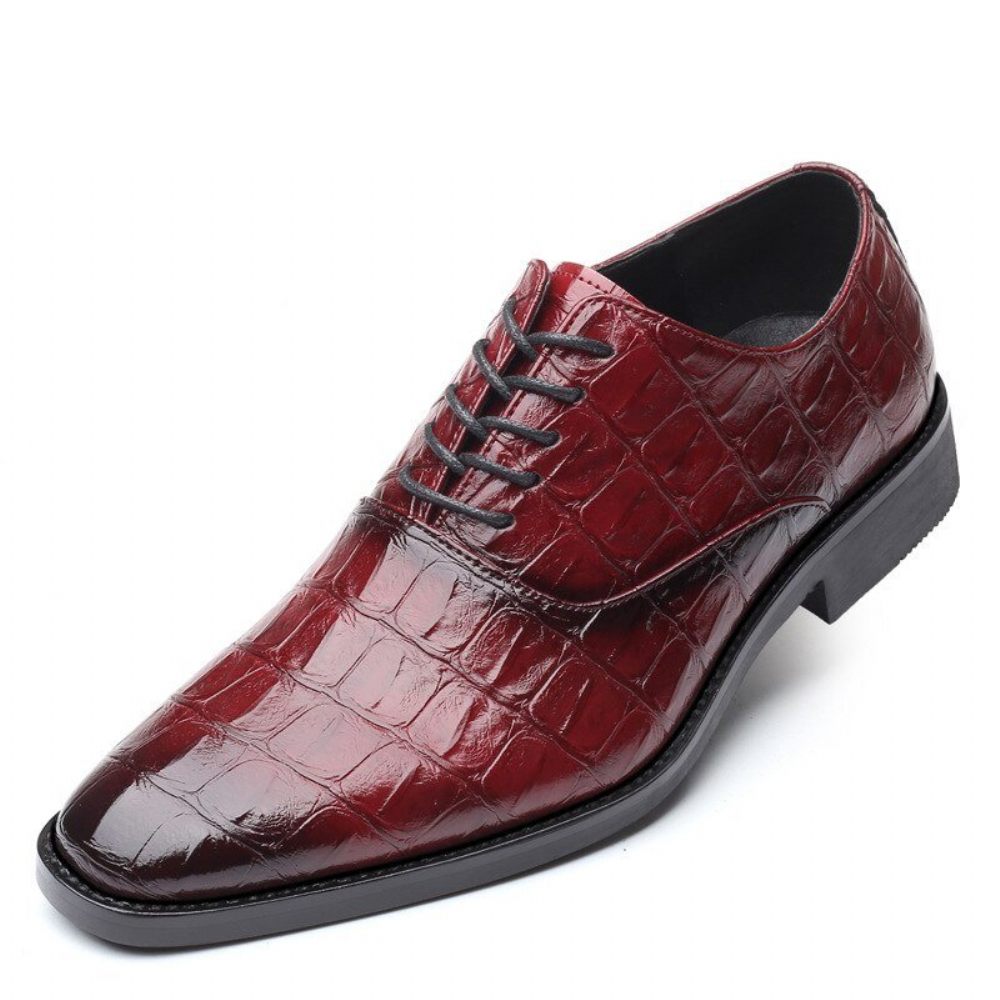 Chaussures Formelles Pour Hommes Habillées Oxfords Pointues Et Exotiques Brillantes - Rouge