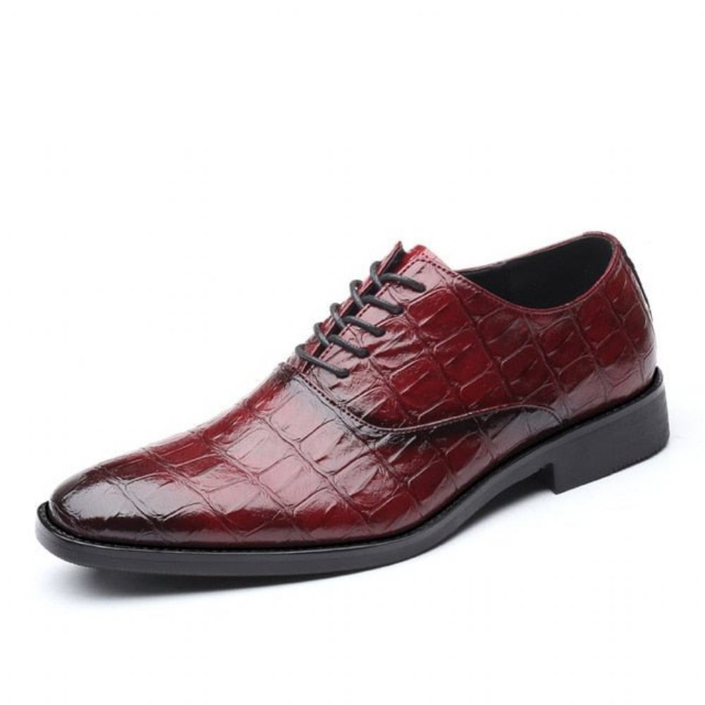 Chaussures Formelles Pour Hommes Habillées Oxfords Pointues Et Exotiques Brillantes - Rouge