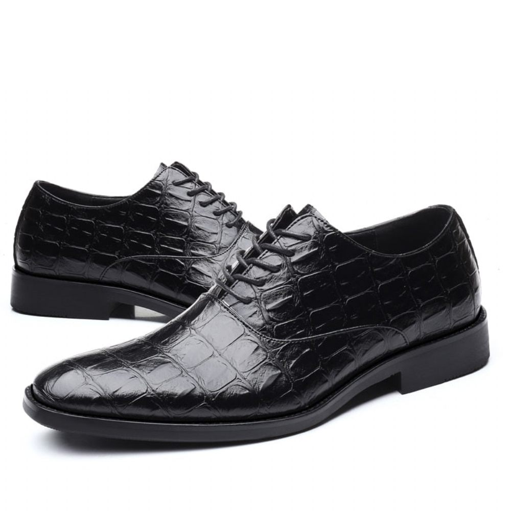 Chaussures Formelles Pour Hommes Habillées Oxfords Pointues Et Exotiques Brillantes - Noir