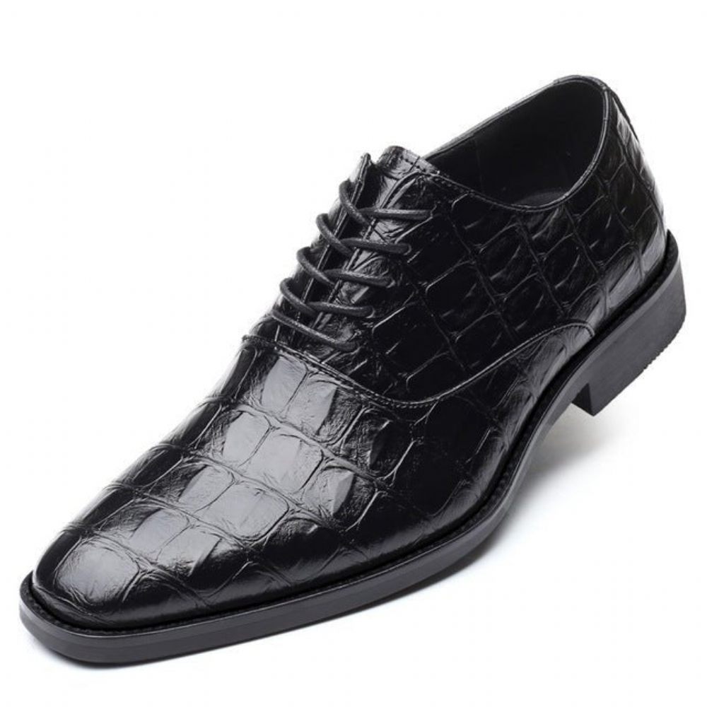 Chaussures Formelles Pour Hommes Habillées Oxfords Pointues Et Exotiques Brillantes - Noir