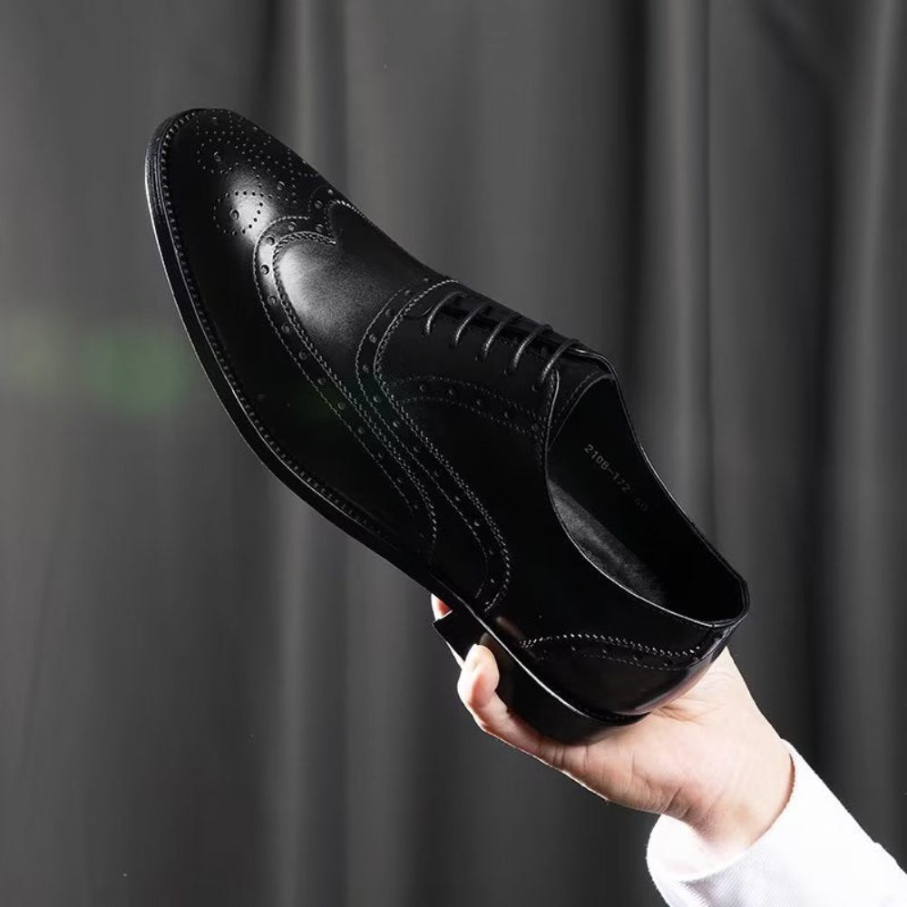 Chaussures Formelles Pour Hommes Habillées Richelieu Cuir Luxe - Noir