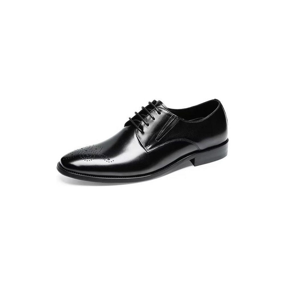 Chaussures Formelles Pour Hommes Habillées Richelieu Cuir Vache Raffiné - Noir