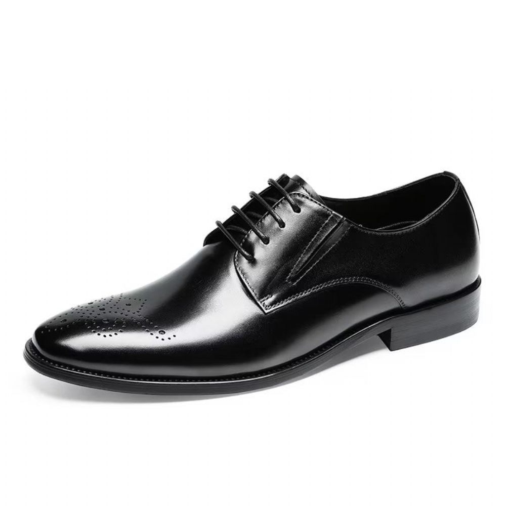 Chaussures Formelles Pour Hommes Habillées Richelieu Cuir Vache Raffiné - Noir