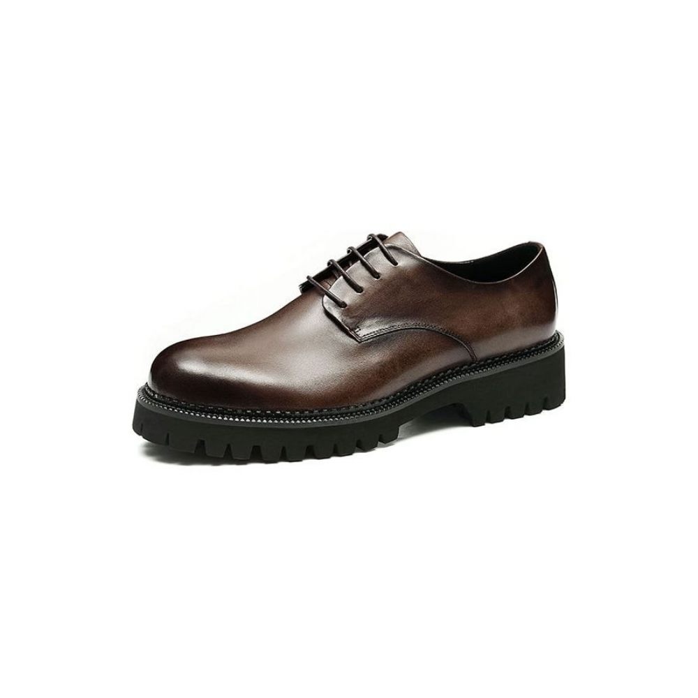 Chaussures Formelles Pour Hommes Habillées Richelieu À Lacets Luxe - Café