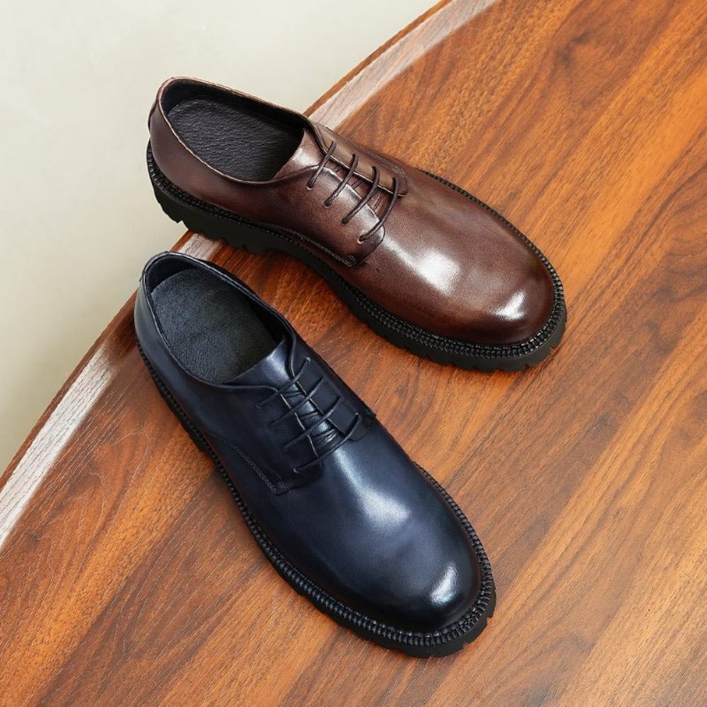 Chaussures Formelles Pour Hommes Habillées Richelieu À Lacets Luxe - Café