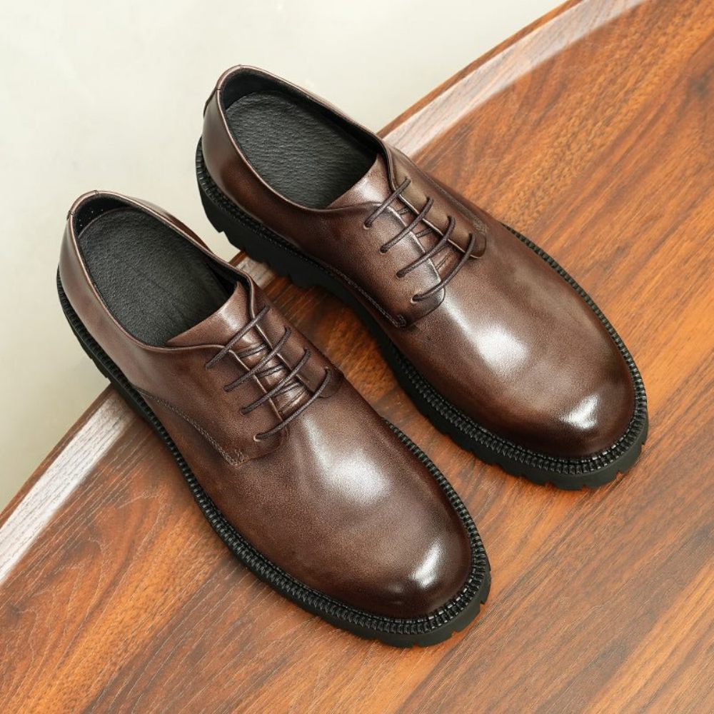 Chaussures Formelles Pour Hommes Habillées Richelieu À Lacets Luxe - Café