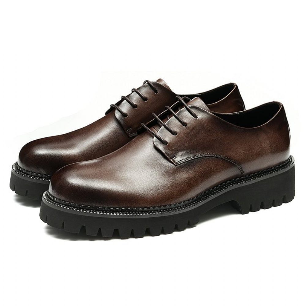 Chaussures Formelles Pour Hommes Habillées Richelieu À Lacets Luxe - Café