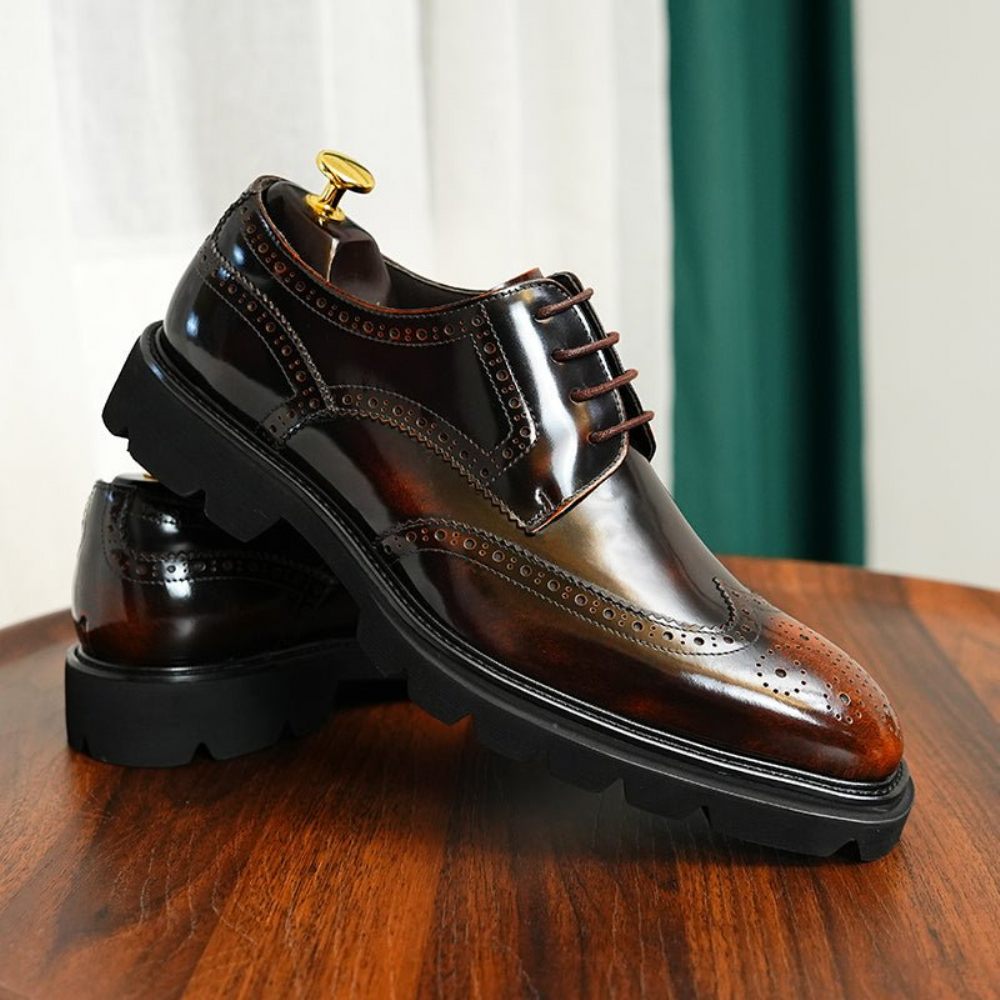 Chaussures Formelles Pour Hommes Habillées Richelieu Luxe Oxford - Café