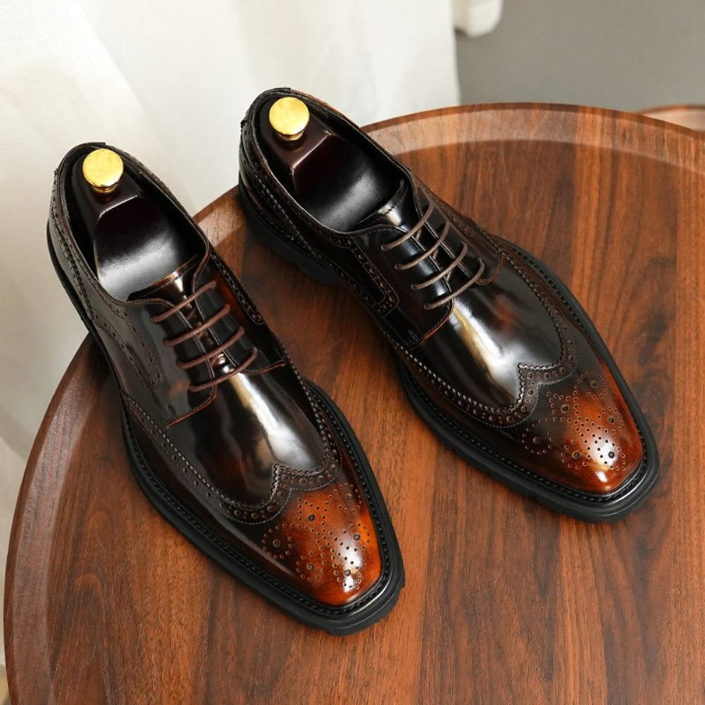 Chaussures Formelles Pour Hommes Habillées Richelieu Luxe Oxford - Café