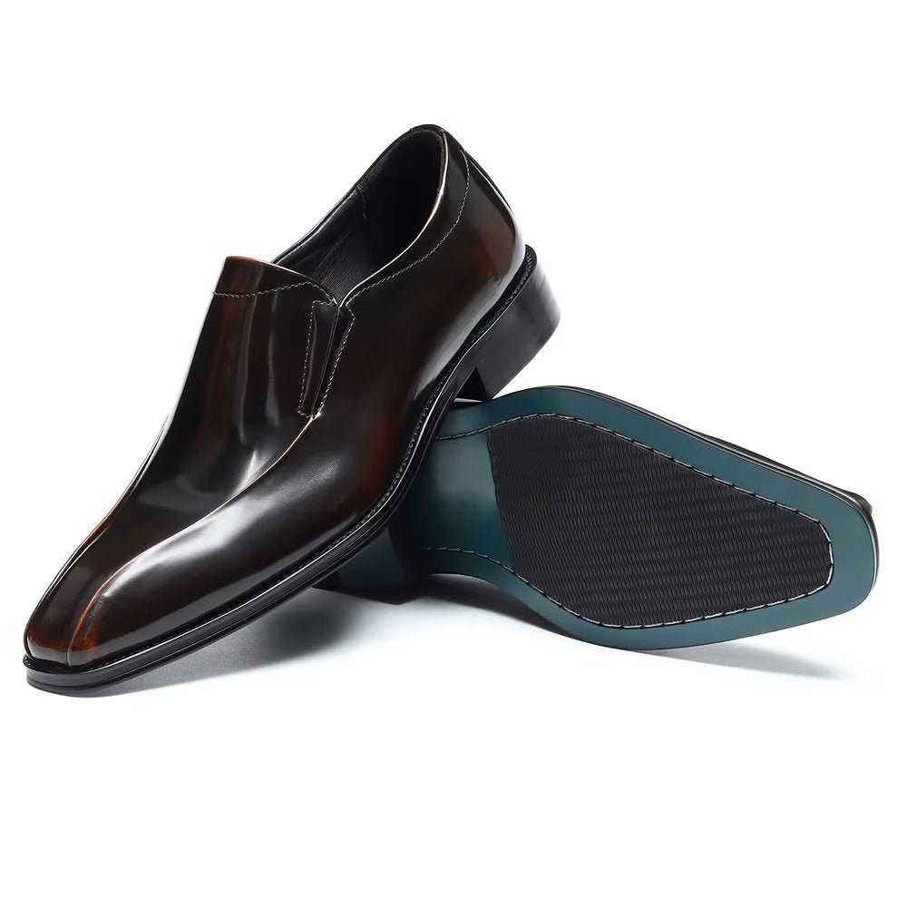 Chaussures Formelles Pour Hommes Habillées Richelieu Luxe Somptueuses À Enfiler - Café