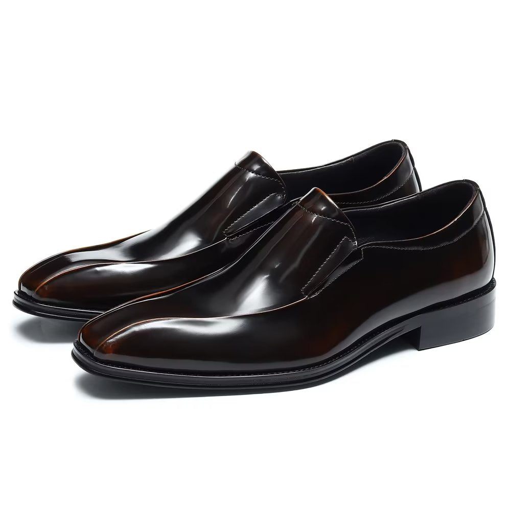 Chaussures Formelles Pour Hommes Habillées Richelieu Luxe Somptueuses À Enfiler - Café