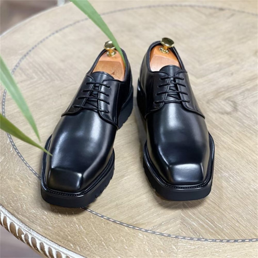 Chaussures Formelles Pour Hommes Habillées Sophistiquées À Bout Carré - Noir