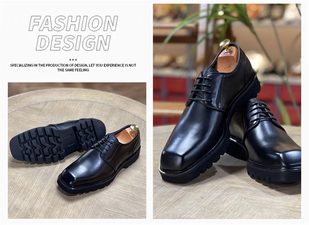 Chaussures Formelles Pour Hommes Habillées Sophistiquées À Bout Carré - Noir